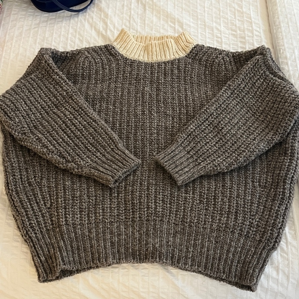 Babaa Oversized Jumper no 19 in Dark Mist/Natural Contrast